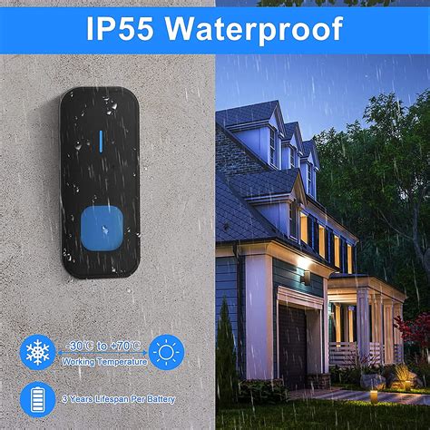 Doorbell Wireless, Eocean Door Bell Ringer Kit with Waterproof ...