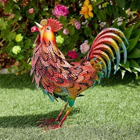 Metal Rooster for The Yard, Decorative Statue for Yard Decor, Garden ...