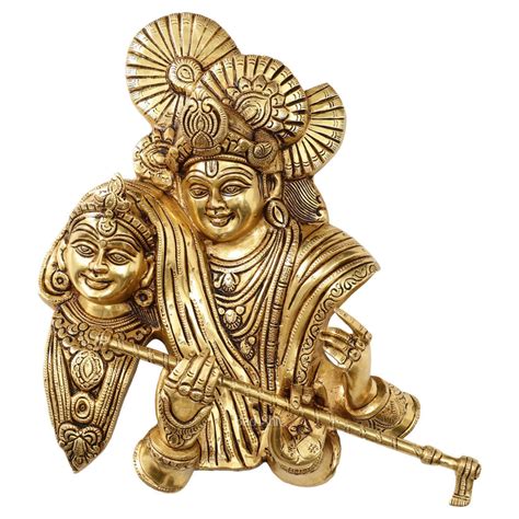 Buy Brass Radha Krishna Wall hanging 13 inch - Budhshiv.com