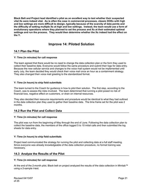 Image result for DMAIC Case Study Examples