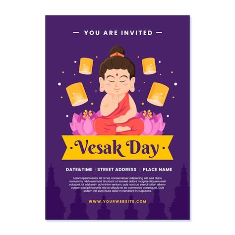 Modello di poster verticale vesak piatto | Vettore Gratis