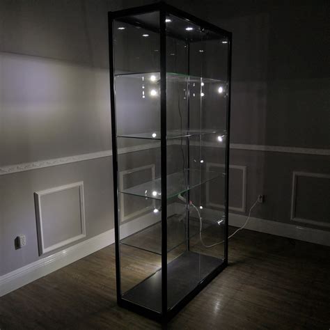 FixtureDisplays 40X16.5X78" Glass & Aluminum Showcase Display Case with ...