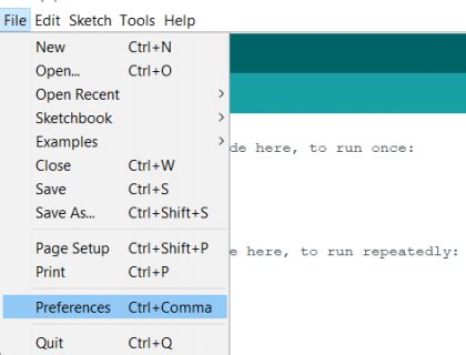 Image result for Arduino Preferences Menu
