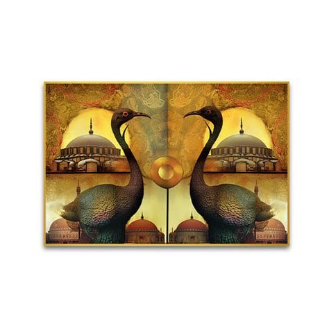 Beautiful A Picture Of A Bird With Islamic Mosque Dome Wall Paintings ...