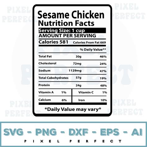 Sesame Chicken Nutrition Facts Christmas Svg | Inspire Uplift