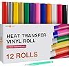 HTVRONT HTV Heat Transfer Vinyl Bundle (12 Pack) - 12 Inch by 5 Feet ...