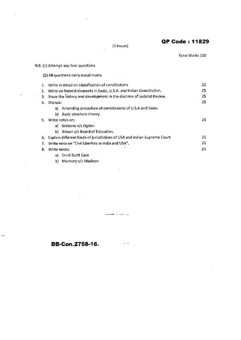 QUESTION PAPER COMPARATIVE CONSTITUTIONAL LAW - Q. P. Code: 33712 (3 ...