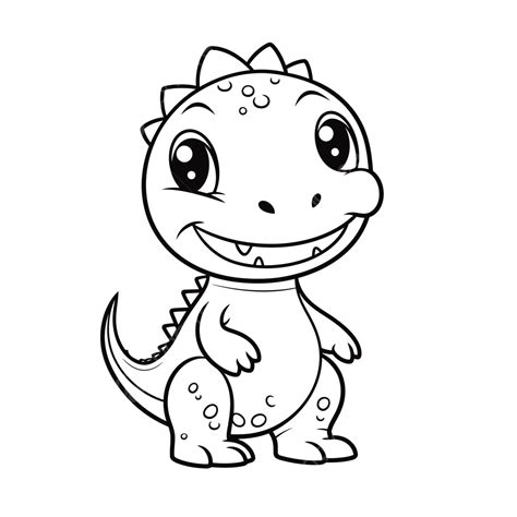 Cute Little Dinosaur Coloring Page Outline Sketch Drawing Vector ...