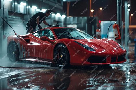 Premium Photo | Car wash expert using water pressure washer