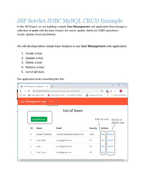 Jsp Servlet JDBC MySQL Crud Example Code Addition Subtraction 的图像结果