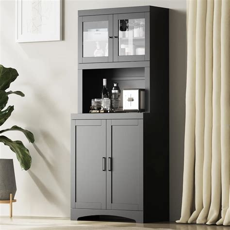 Cozy Castle Black Kitchen Pantry Cabinet with Adjustable Shelves India ...