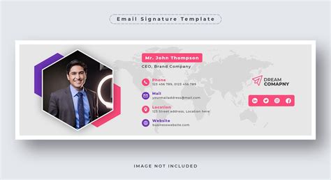 Email signature template or email footer and personal social media ...