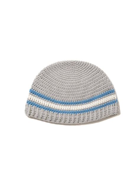 Crochet Cuffless Beanie - Gray Line - | HANGOUT
