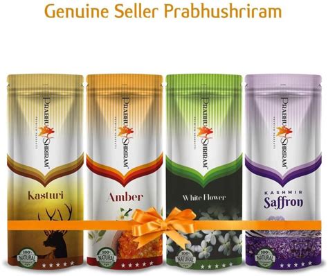 PRABHU SHRIRAM White Flower, Kasturi, Amber,Kashmiri Saffron Agarbatti ...
