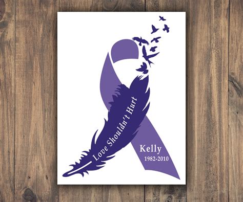 Domestic Violence Awareness Ribbon Vinyl Decal, Feather Ribbon Memorial ...