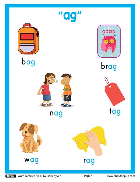 English Word Family "ag" flash card | Free Printable Papercraft Templates