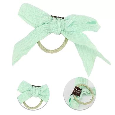 Fashion Cute Bow Flowers Hair Ropes For Children Light Green 10 Pcs
