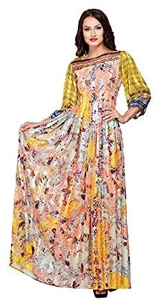 Buy Bhanuni by Jyoti Women's A-Line Maxi Dress (bh9214-xl_Multi ...
