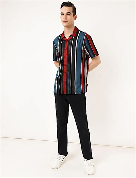 Buy Pure Viscose Striped Spread Collar Shirt at Marks & Spencer