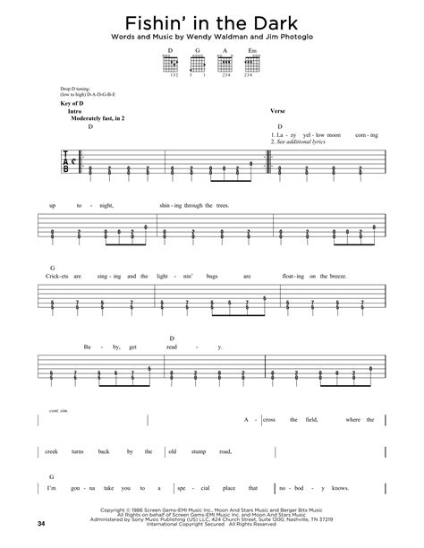 Fishin' In The Dark by Nitty Gritty Dirt Band - Guitar Cheat Sheet - Guitar Instructor