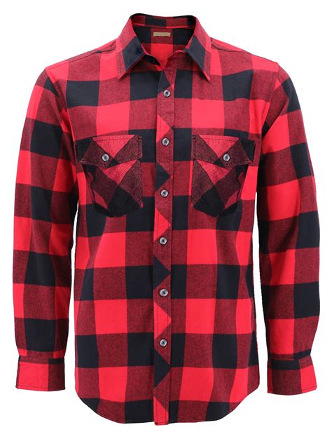 Men’s Premium Cotton Button Up Long Sleeve Plaid Comfortable Flannel ...
