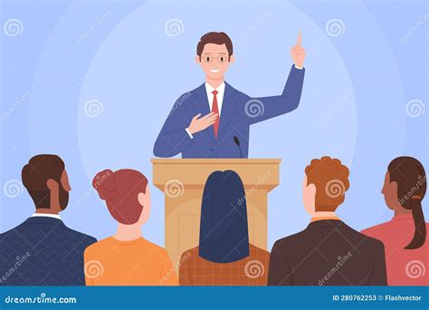 Public Speech of Confident Leader in Front of Audience, Male Speaker ...