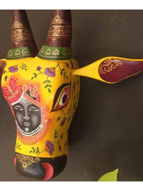 Wooden Nandi | Buy painted cow head online | Kalpané