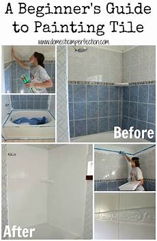 Can U Paint Bathroom Tiles by How To Refinish Outdated Tile Yes I Painted My Shower Can U Paint Bathroom Tiles