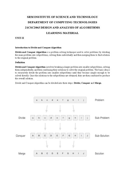 21CSC204J Design and Analysis of Algorithms: Divide and Conquer ...