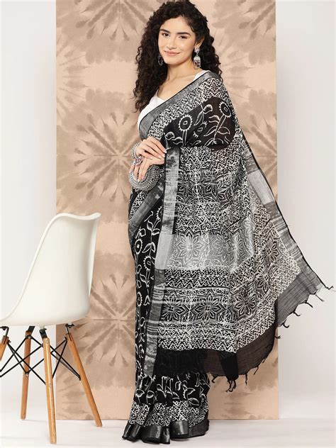 Floral Pure Cotton Handwoven Saree – Yufta Store