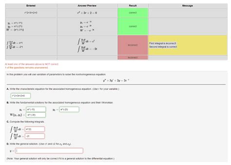 Image result for Homogeneous Solution to Variation of Parameters