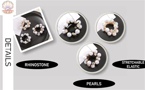 Frescorr (3 pcs) Luxury Pearl & Crystal RhineStone scrunchies for Women ...