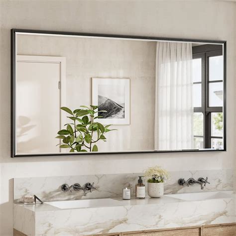 Amazon.com: QueenFun 72 x 36 Black Framed Mirror for Bathroom, Beveled ...