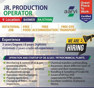 Hiring Alert: Jr. Production Operator – Oil & Gas Industry Job in ...