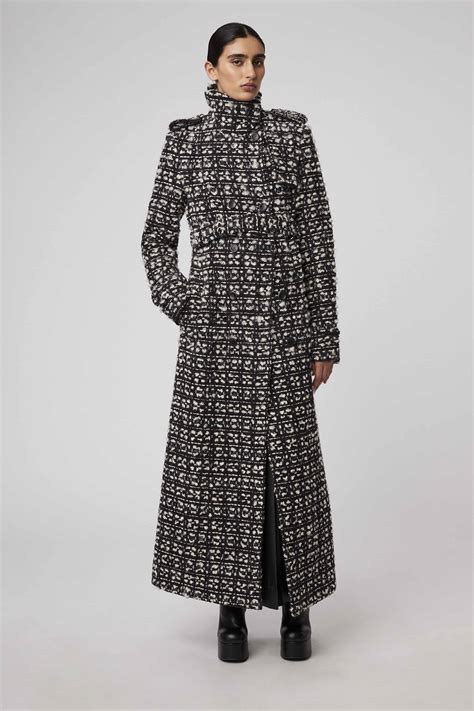 Altuzarra Astralle Long Tweed Trench Coat In Black Ivory | ModeSens
