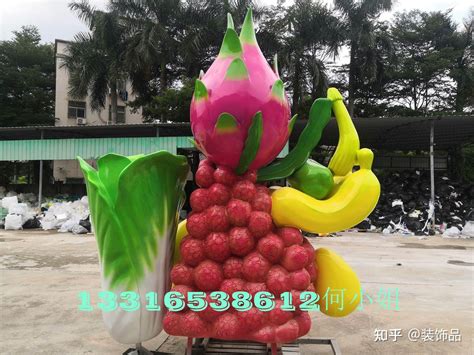 水果大军来袭，玻璃钢早酥梨雕塑火龙果造型方柿子摆件_美陈艺术雕塑-站酷ZCOOL