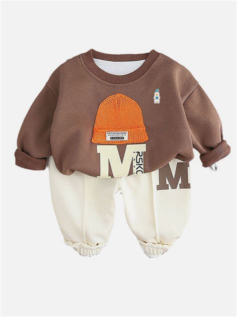 Little Surprise Box Brown 3D Cap Design 2 Pcs Track Suit Set For Toddl ...