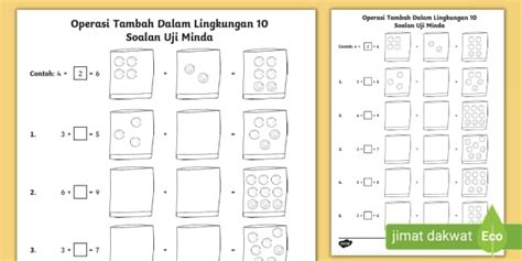 Soalan Uji Minda - Operasi Tambah Dalam Lingkungan 10