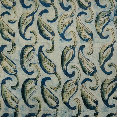 Pure Cotton Vanasapti Rust Blue With Rust Green Kairi Jaal Hand Block ...