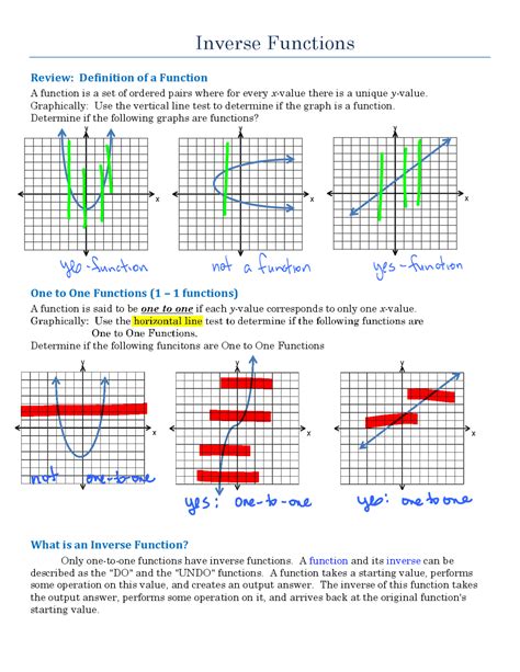 Inverse Functions | Exams Linear Algebra | Docsity - Worksheets Library