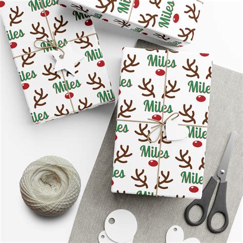 Reindeer Custom Christmas Wrapping Paper, Personalized Christmas ...