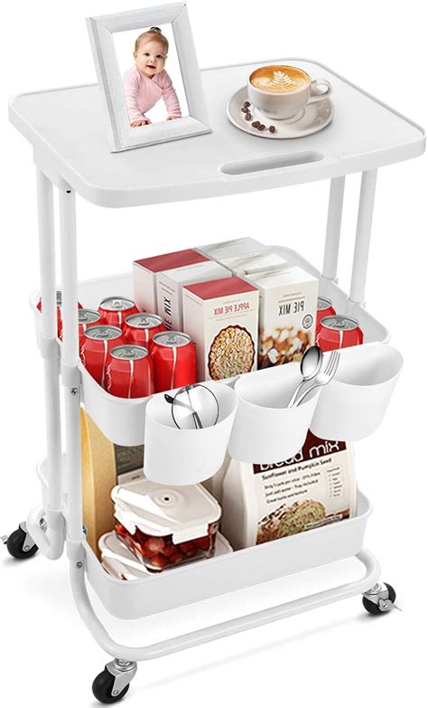 Buy 3 Tier Rolling Storage Cart with Practical Tabletop, Utility ...