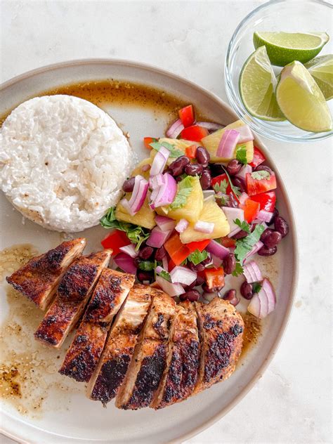 Jamaican Jerk Chicken with Coconut Rice & Pineapple Black Bean Salsa ...