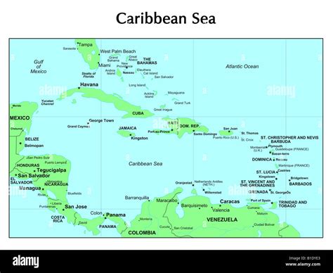 Caribbean map hi-res stock photography and images - Alamy