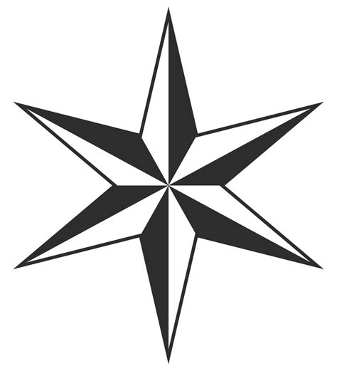 Black and white six point star silhouette isolated on white background ...