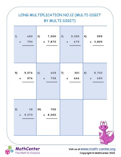 Long multiplication No.12 (multi-digit by multi-digit) | Worksheets ...