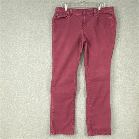 Ann Taylor Loft Corduroy Pants Womens 14 Pink Modern Straight Stretch ...