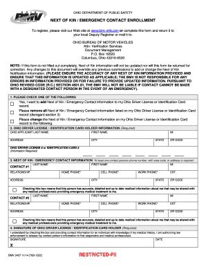 Bmv Ohio Gov Next Of Kin - Fill and Sign Printable Template Online