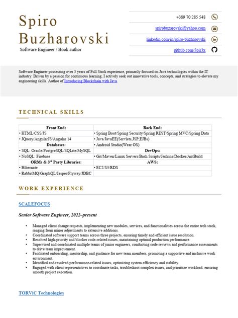 Image result for CV for Spring Boot