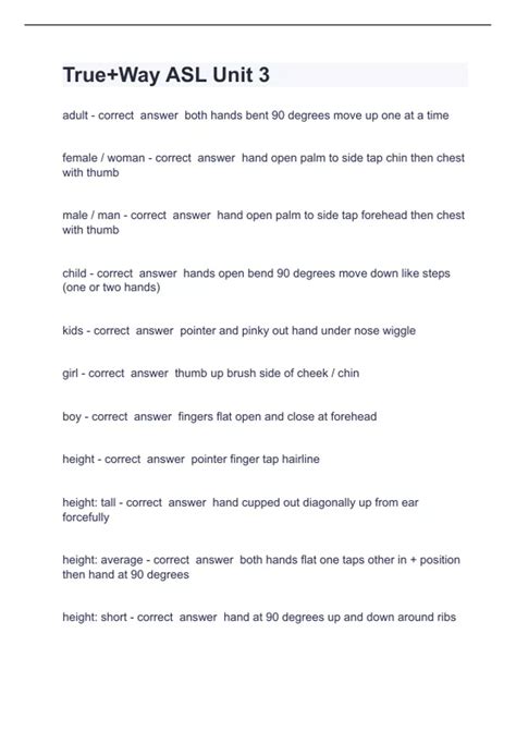 True+Way ASL Unit 3 questions with answers 2024/2025 - Trueway ASL ...